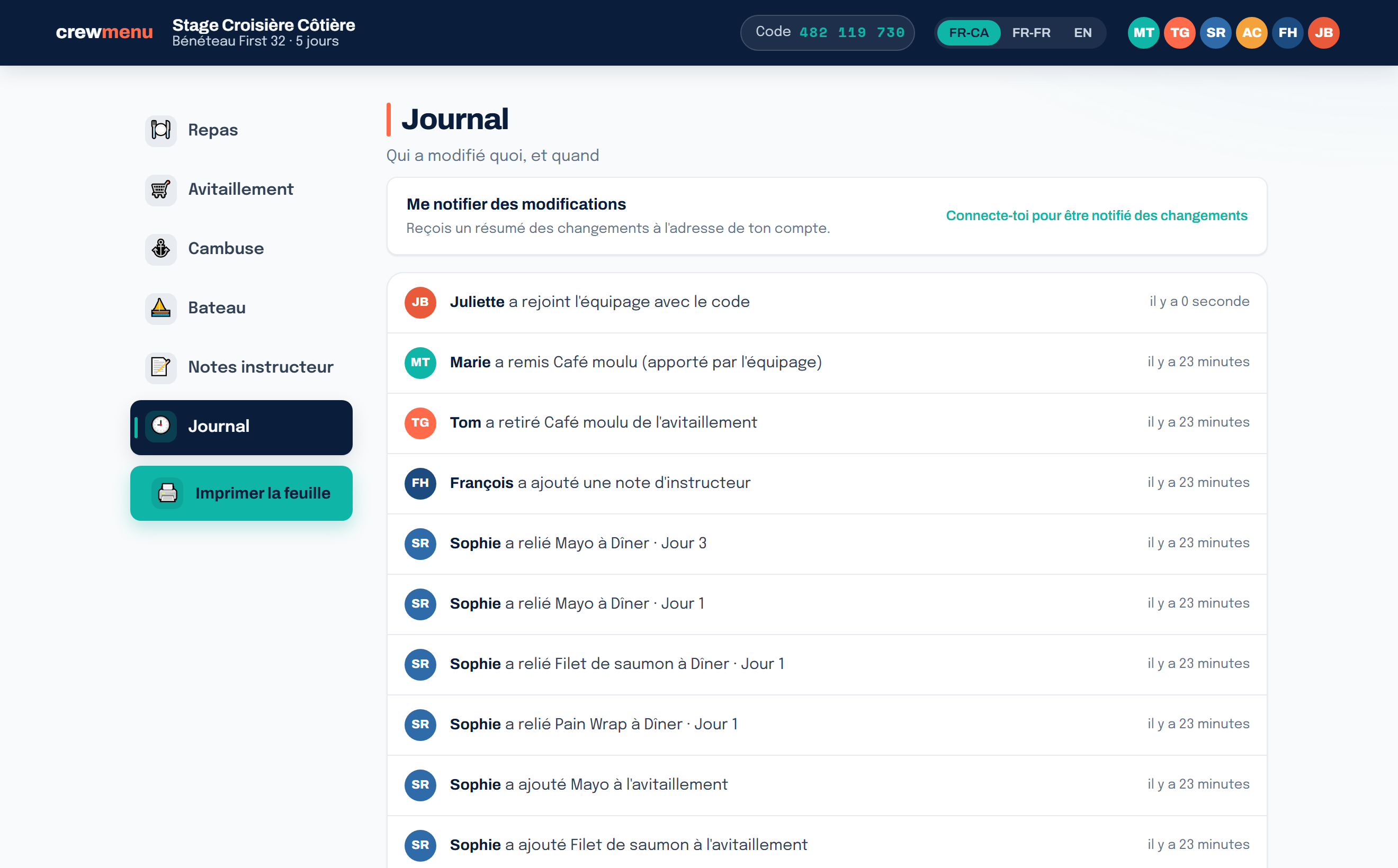 Journal — crewmenu