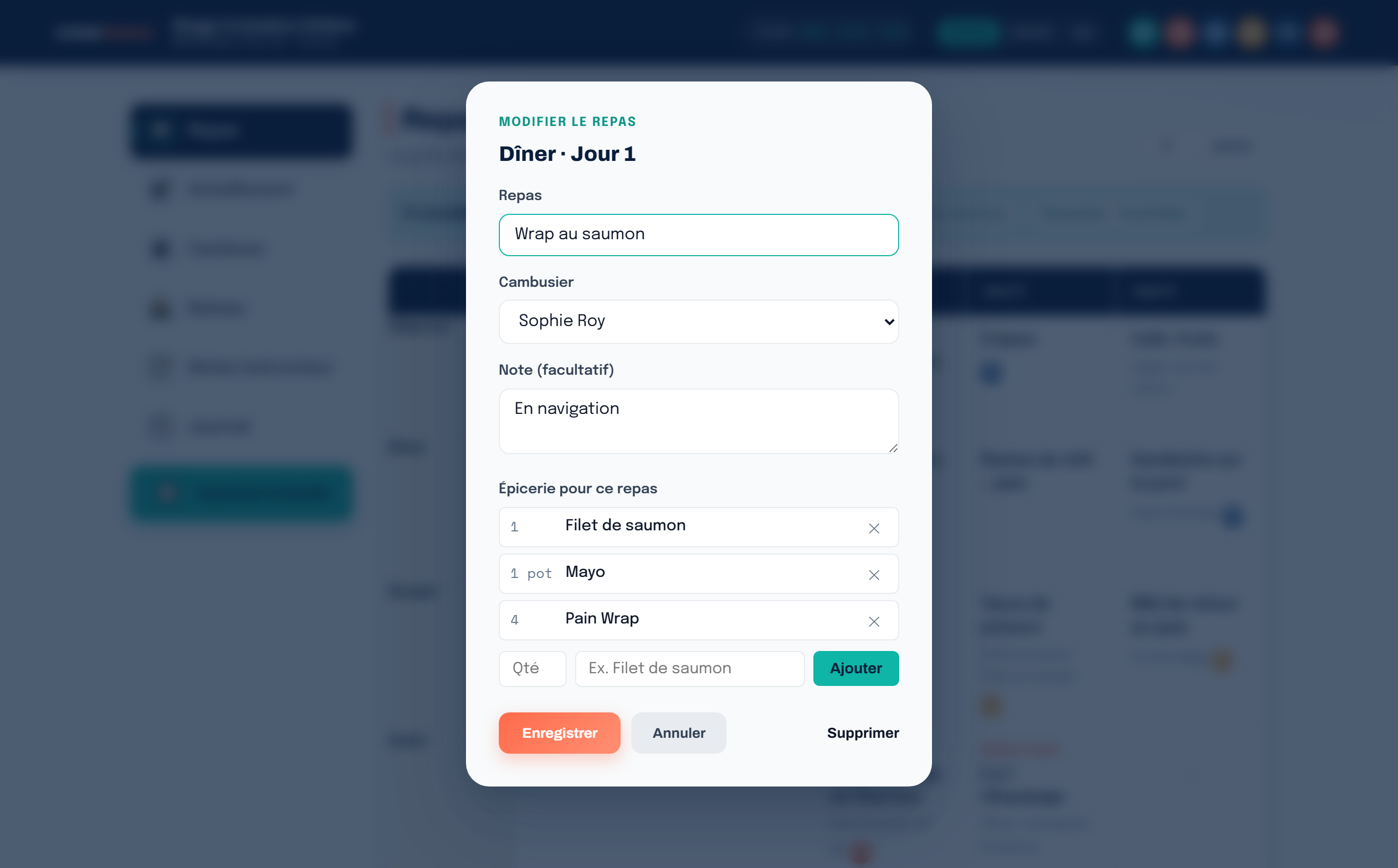Repas — édition — crewmenu